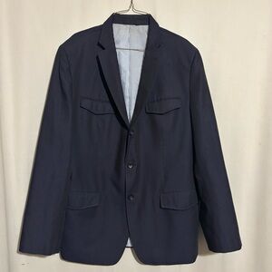Banana Republic Tailored Fit Dark Blue 44R Men's Blazer 82% Wool 18% Linen